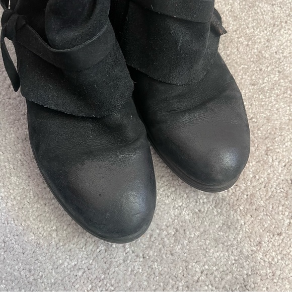 Miz Mooz Ankle Boots Womens 40 9-9.5 Black Suede Slouchy Western Boho Side Zip - Picture 6 of 9